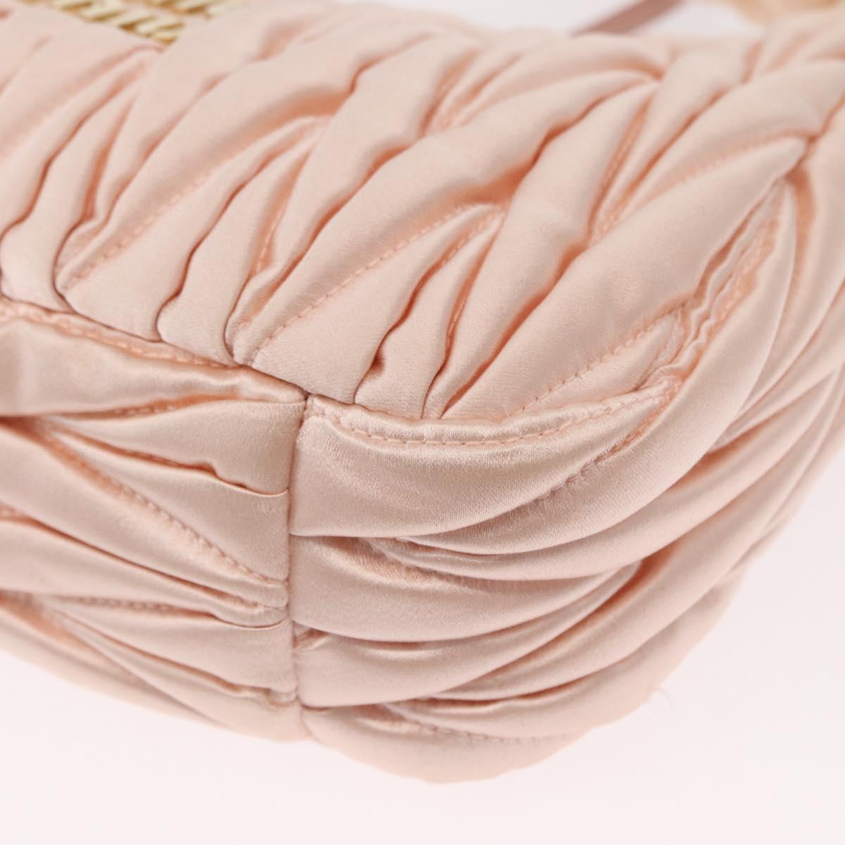Miu Miu Matelasse Wonder Hand Bag Satin Pink Gold 5BC125 Auth 154226SM