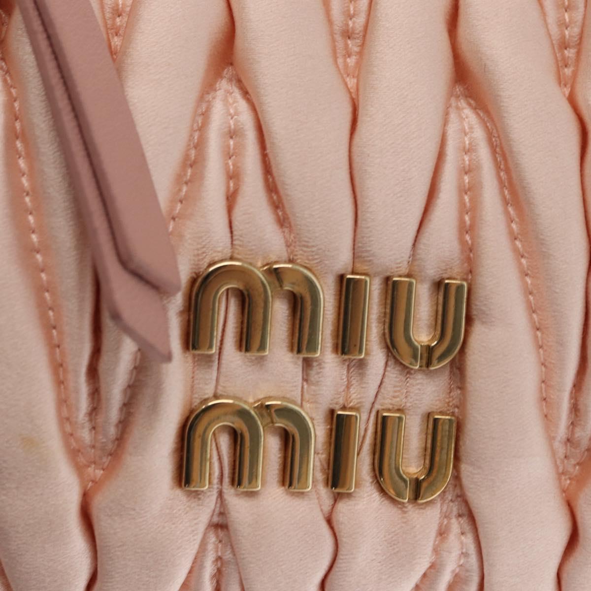 Miu Miu Matelasse Wonder Hand Bag Satin Pink Gold 5BC125 Auth 154226SM