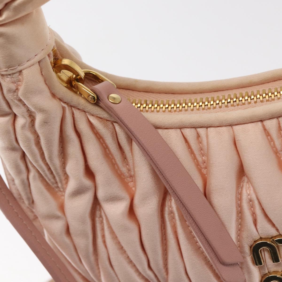 Miu Miu Matelasse Wonder Hand Bag Satin Pink Gold 5BC125 Auth 154226SM