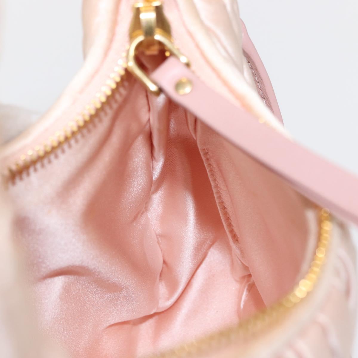 Miu Miu Matelasse Wonder Hand Bag Satin Pink Gold 5BC125 Auth 154226SM
