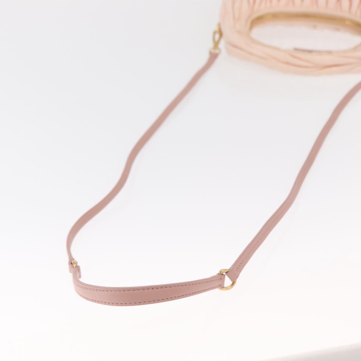 Miu Miu Matelasse Wonder Hand Bag Satin Pink Gold 5BC125 Auth 154226SM