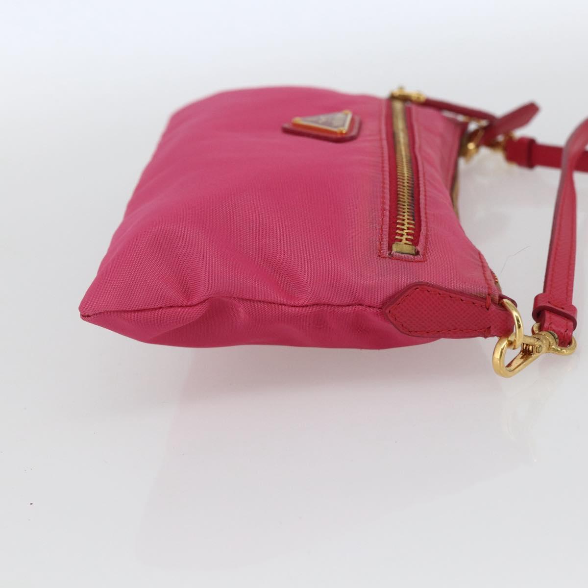 PRADA Shoulder Bag Nylon Pink Gold Auth 154238