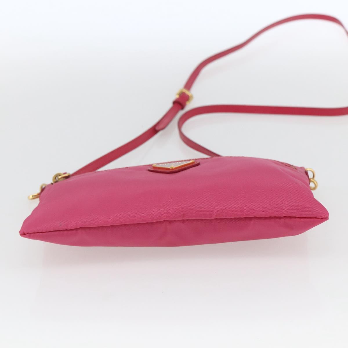PRADA Shoulder Bag Nylon Pink Gold Auth 154238