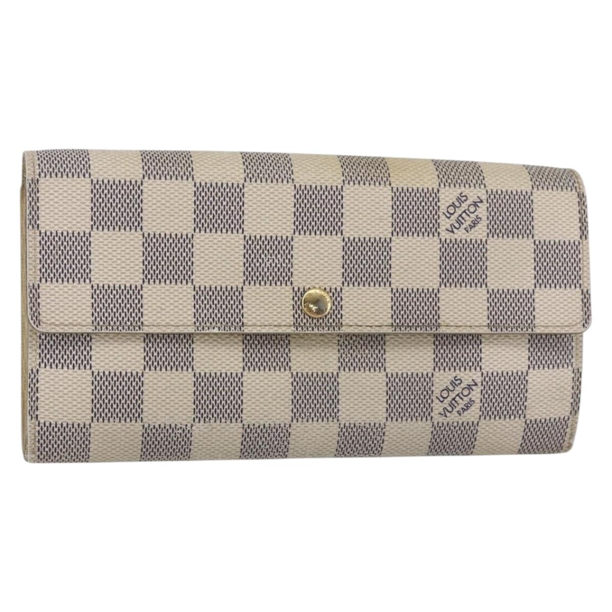 LOUIS VUITTON Damier Azur Portefeuille Sarah Long Wallet N61735 LV Auth 154245A