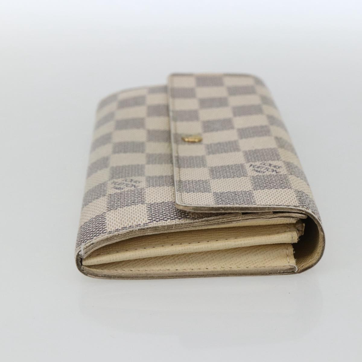 LOUIS VUITTON Damier Azur Portefeuille Sarah Long Wallet N61735 LV Auth 154245A