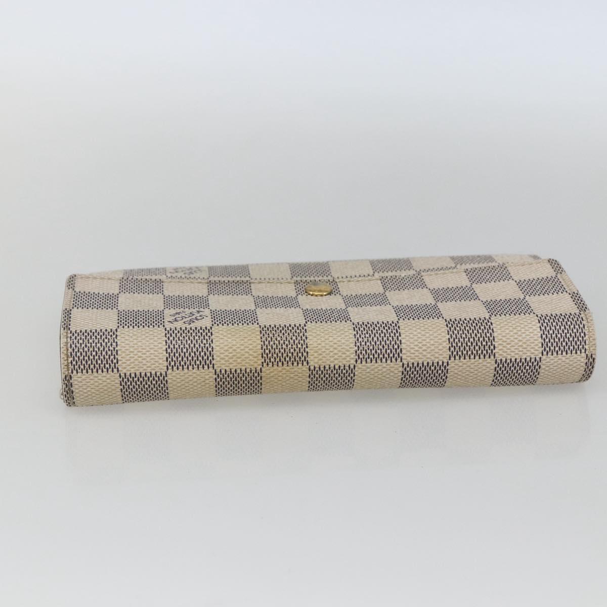 LOUIS VUITTON Damier Azur Portefeuille Sarah Long Wallet N61735 LV Auth 154245A