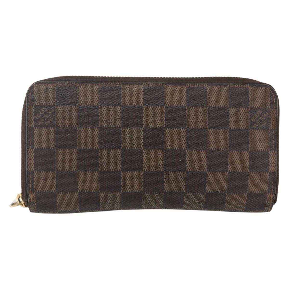 LOUIS VUITTON Damier Ebene Zippy Wallet Long Wallet N41661 LV Auth 154246