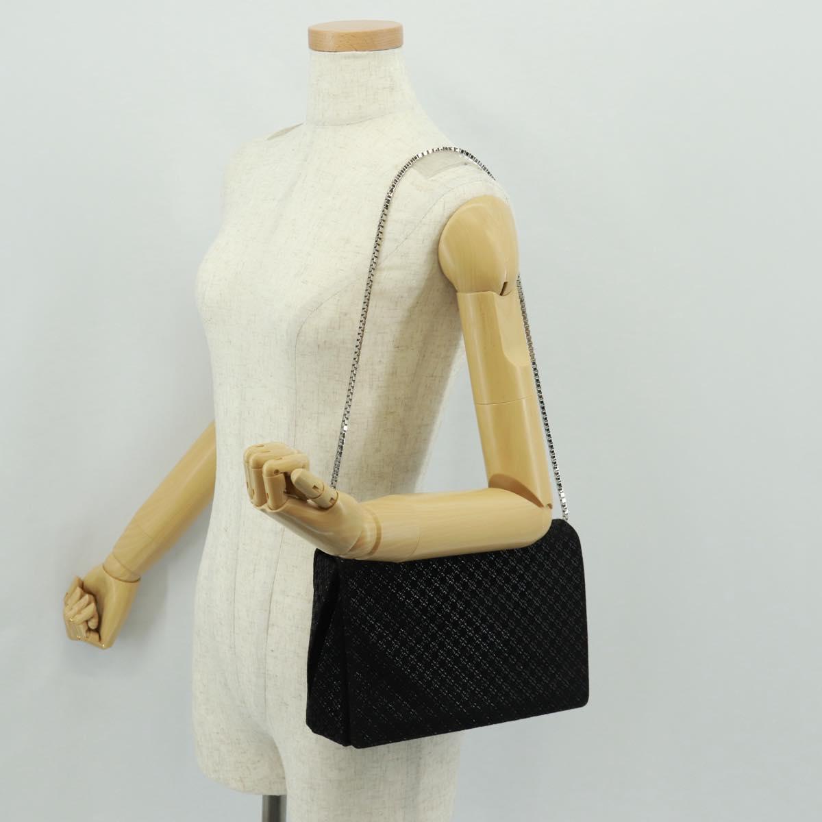 Salvatore Ferragamo Chain Shoulder Bag Suede Black Silver Auth 154248V