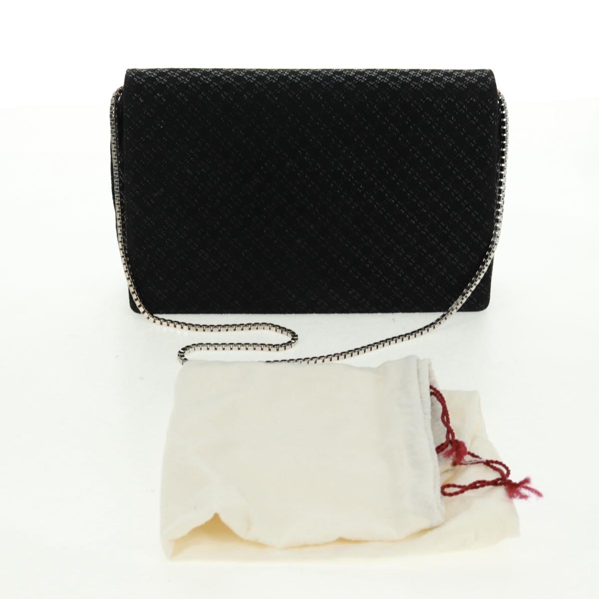Salvatore Ferragamo Chain Shoulder Bag Suede Black Silver Auth 154248V
