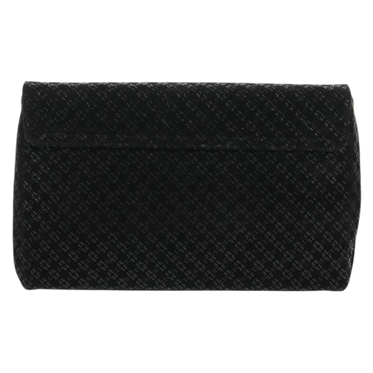 Salvatore Ferragamo Chain Shoulder Bag Suede Black Silver Auth 154248V