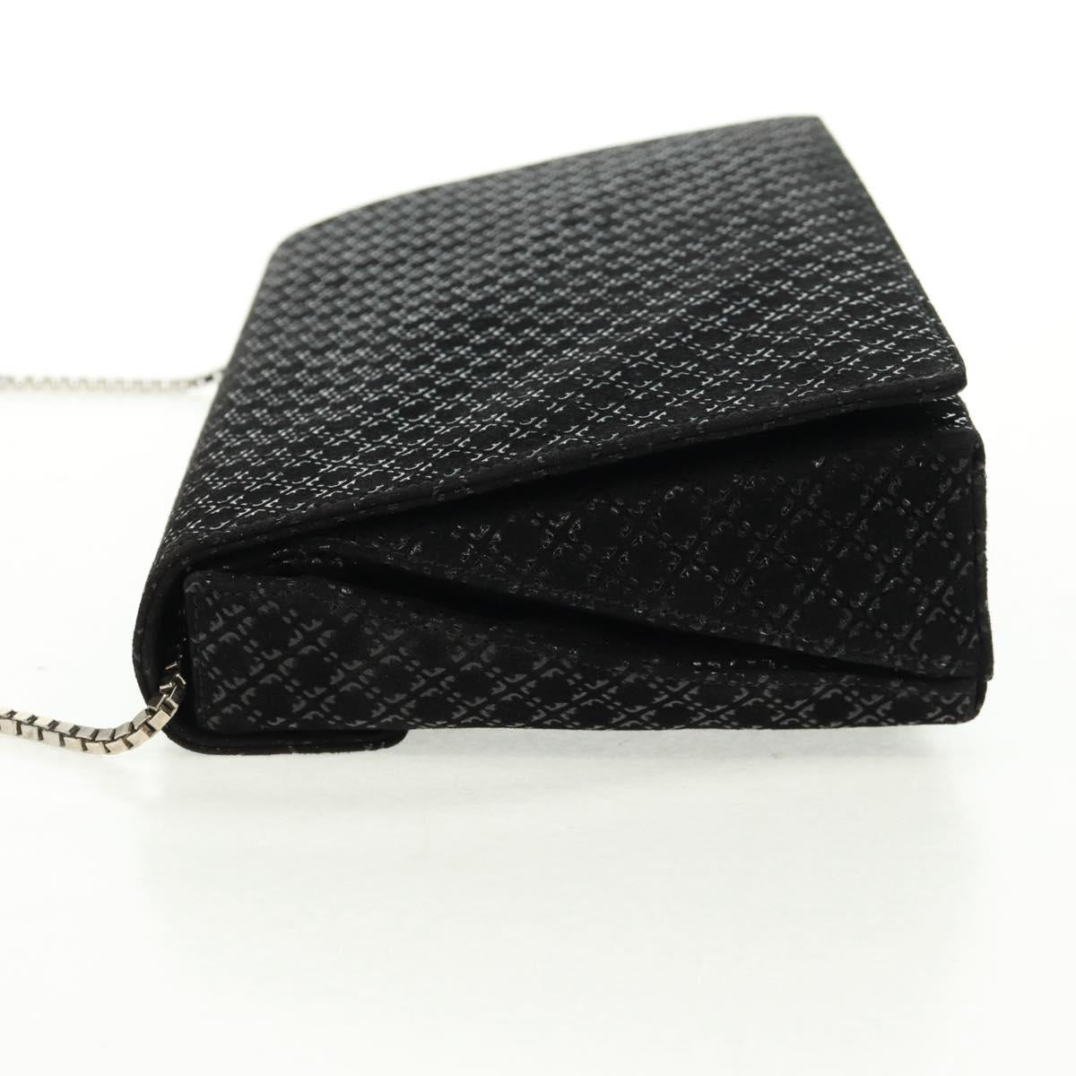 Salvatore Ferragamo Chain Shoulder Bag Suede Black Silver Auth 154248V