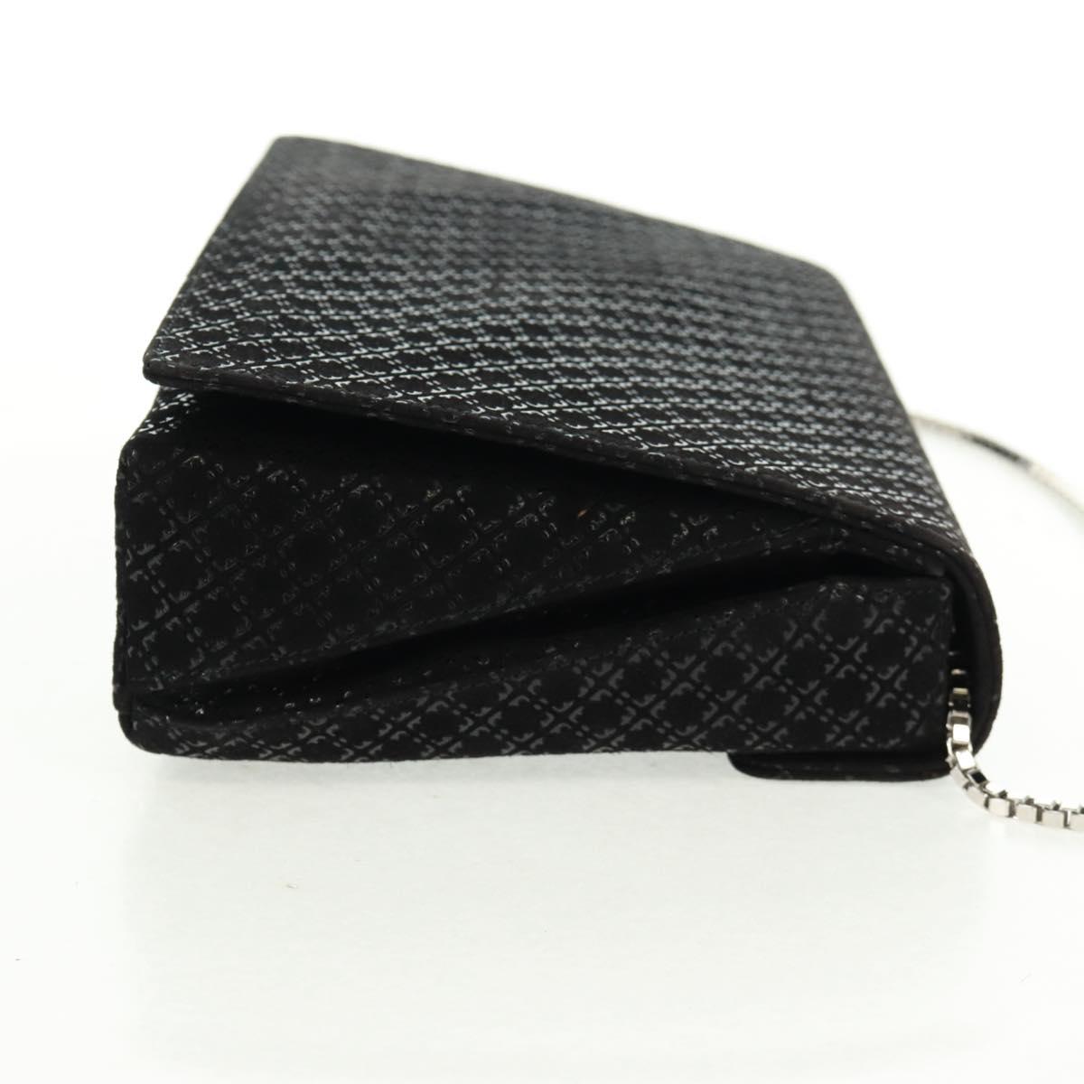 Salvatore Ferragamo Chain Shoulder Bag Suede Black Silver Auth 154248V