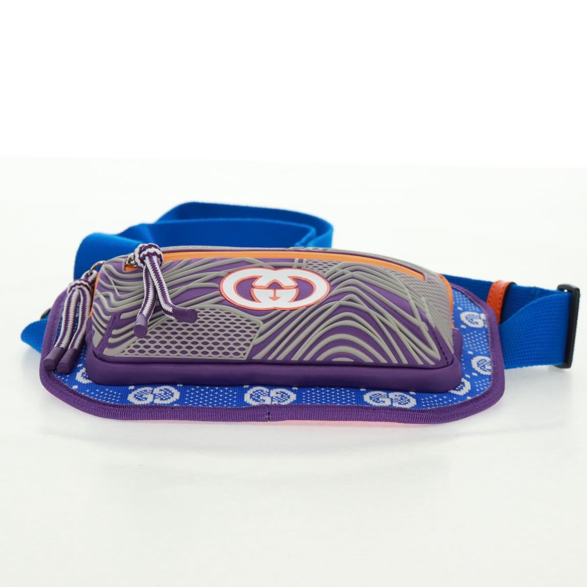GUCCI Interlocking G Waist Bag Nylon Purple Silver 752102 Auth 154250M
