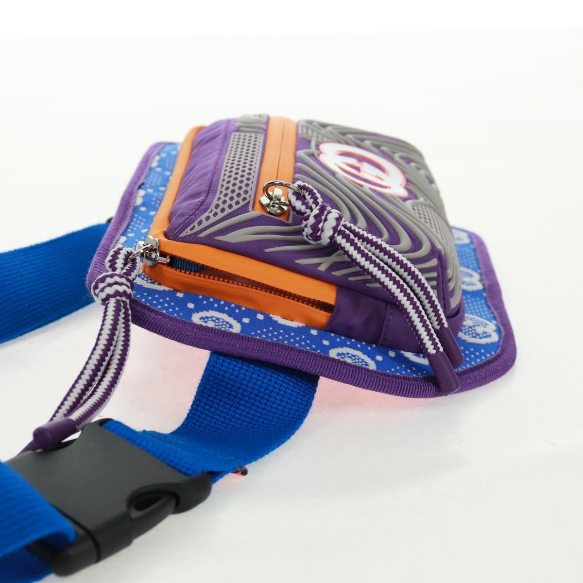 GUCCI Interlocking G Waist Bag Nylon Purple Silver 752102 Auth 154250M