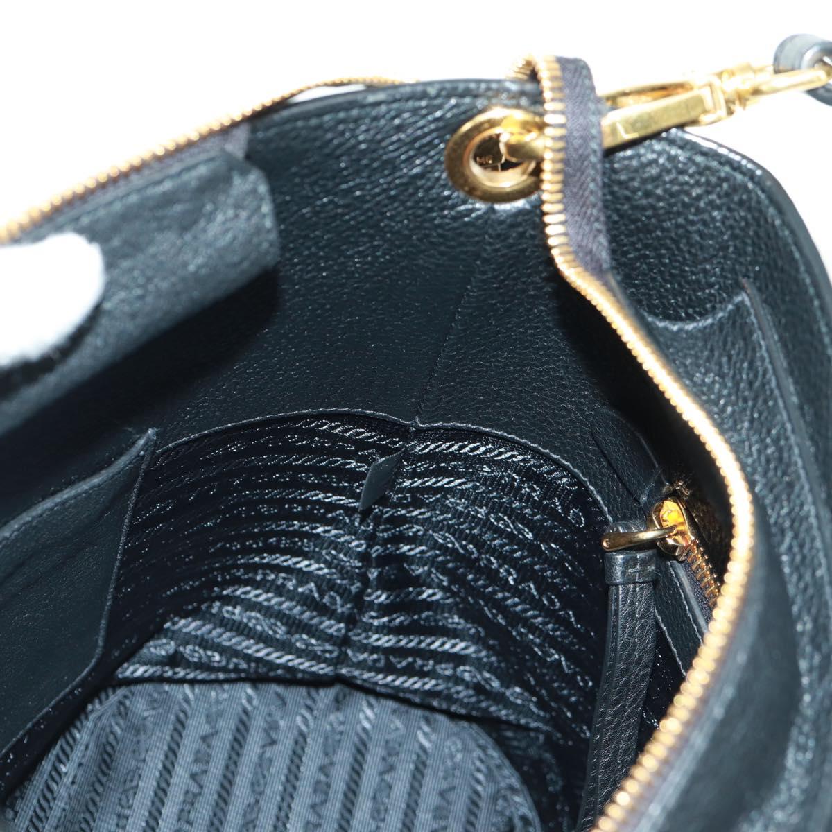 PRADA Shoulder Bag Leather Black Gold Auth 154258SAM