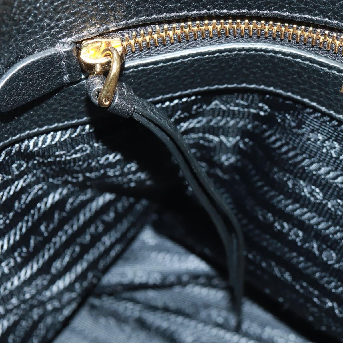 PRADA Shoulder Bag Leather Black Gold Auth 154258SAM