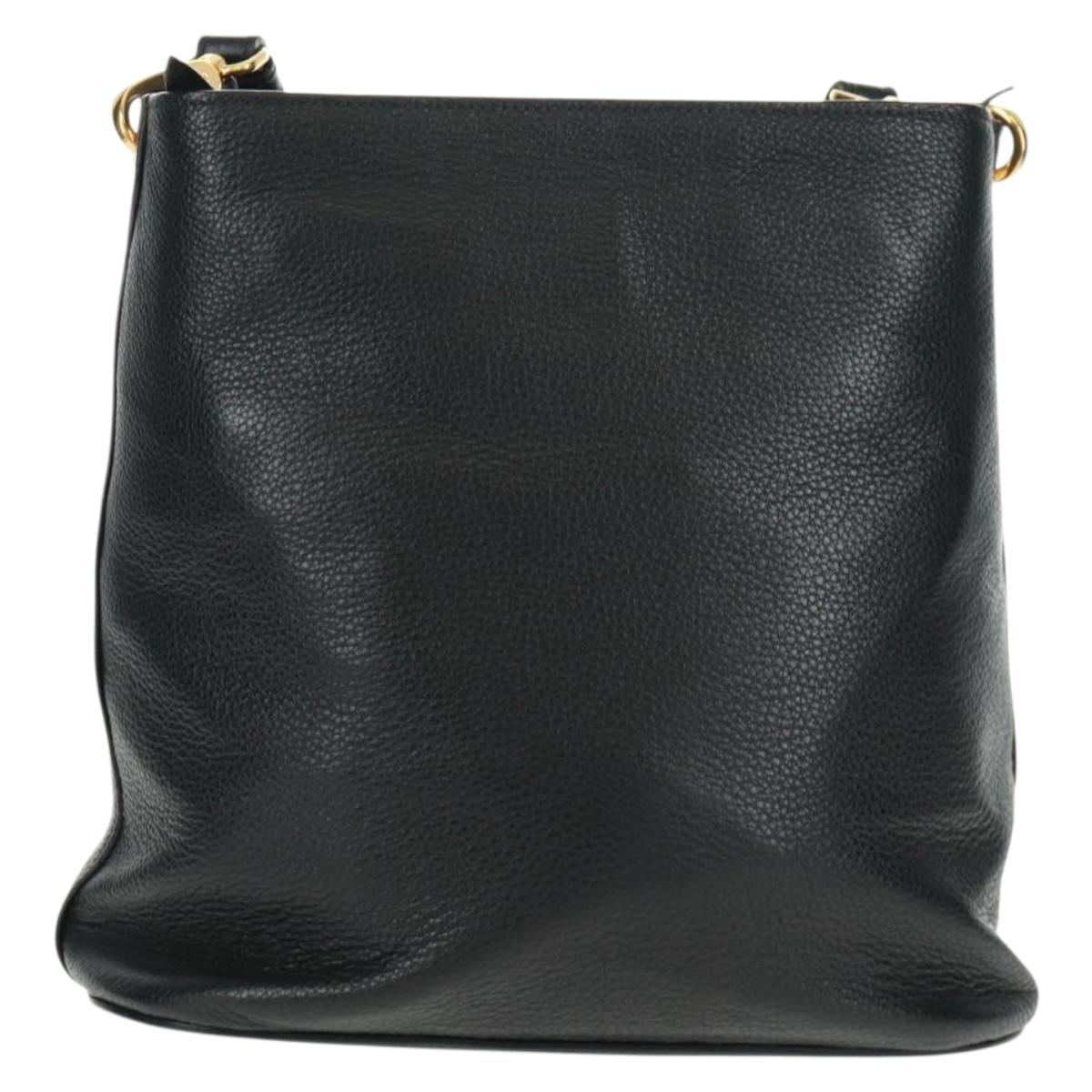 PRADA Shoulder Bag Leather Black Gold Auth 154258SAM