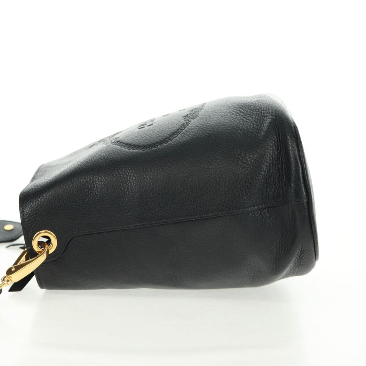 PRADA Shoulder Bag Leather Black Gold Auth 154258SAM