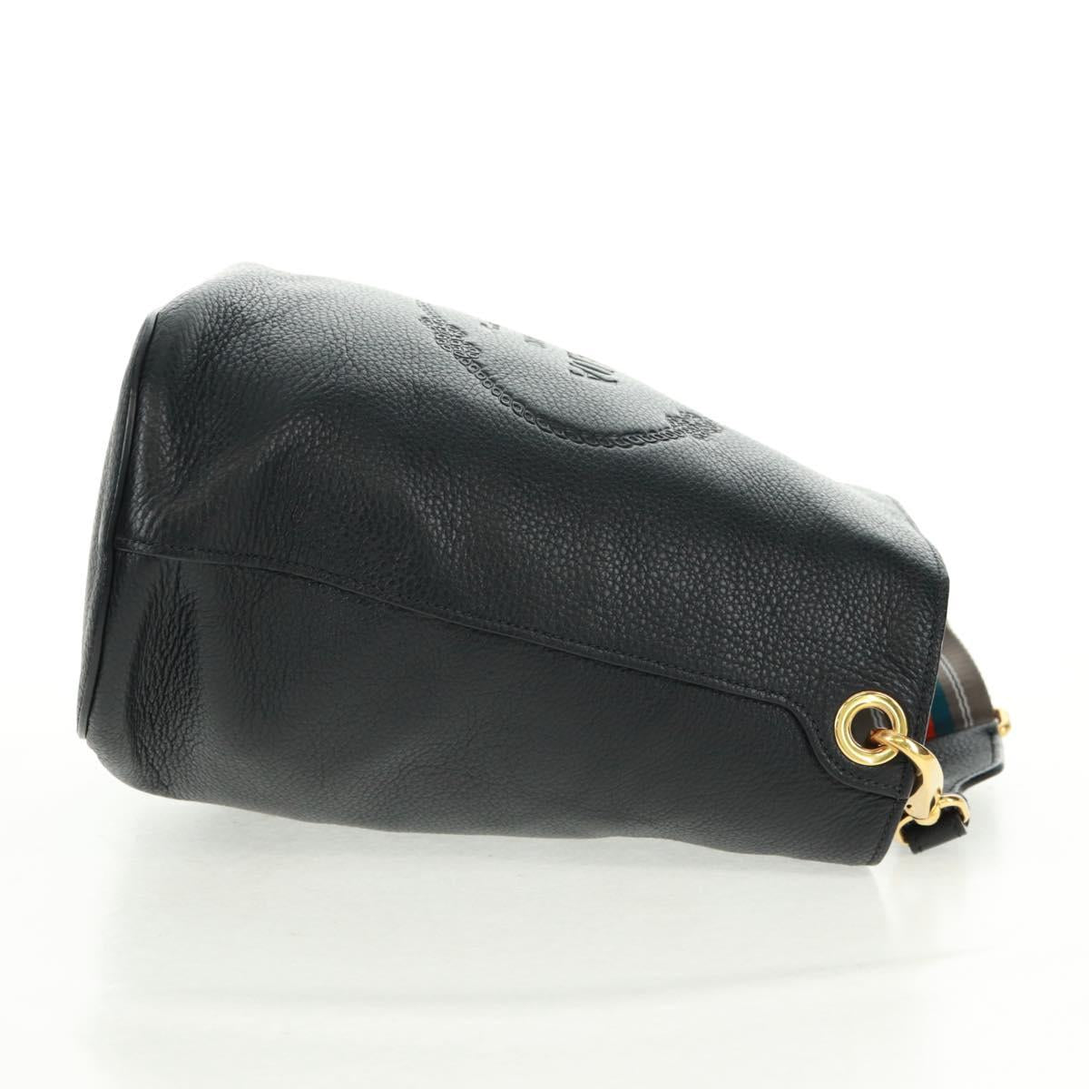 PRADA Shoulder Bag Leather Black Gold Auth 154258SAM