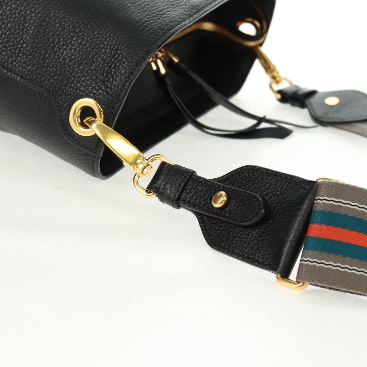 PRADA Shoulder Bag Leather Black Gold Auth 154258SAM