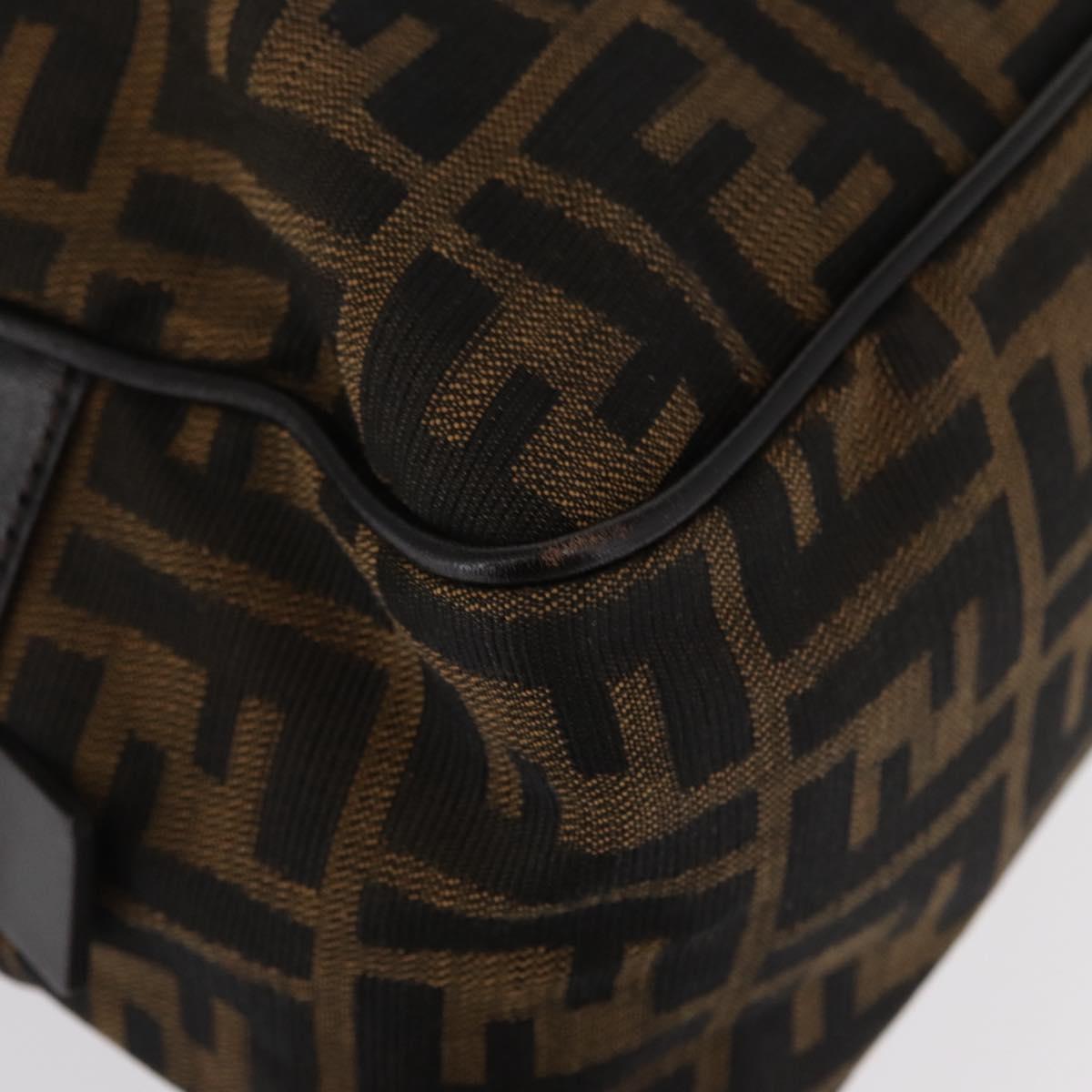 FENDI Zucca Canvas Hand Bag Black Brown Auth 154262