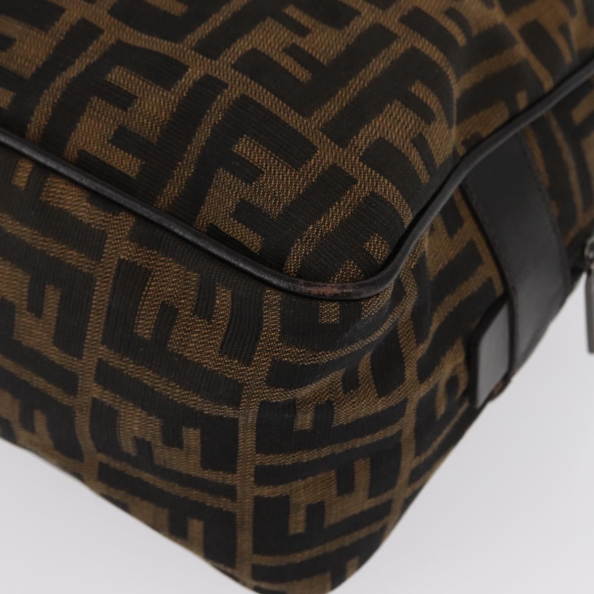 FENDI Zucca Canvas Hand Bag Black Brown Auth 154262