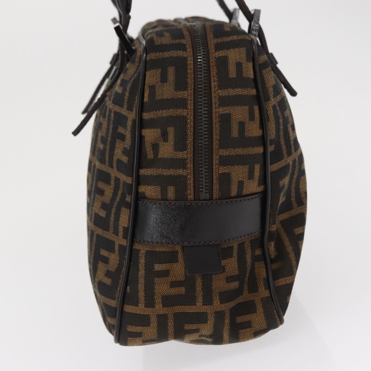 FENDI Zucca Canvas Hand Bag Black Brown Auth 154262