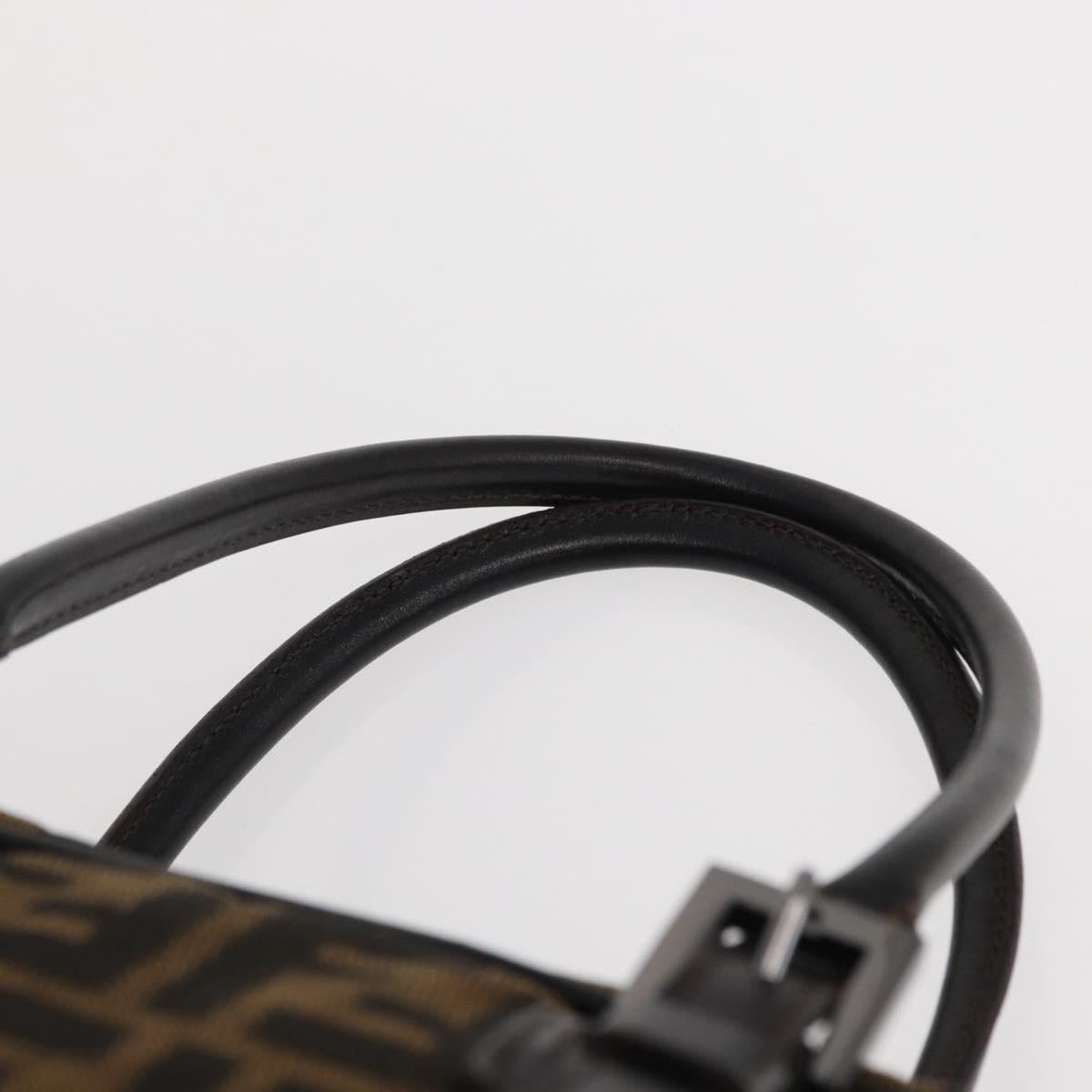 FENDI Zucca Canvas Hand Bag Black Brown Auth 154262