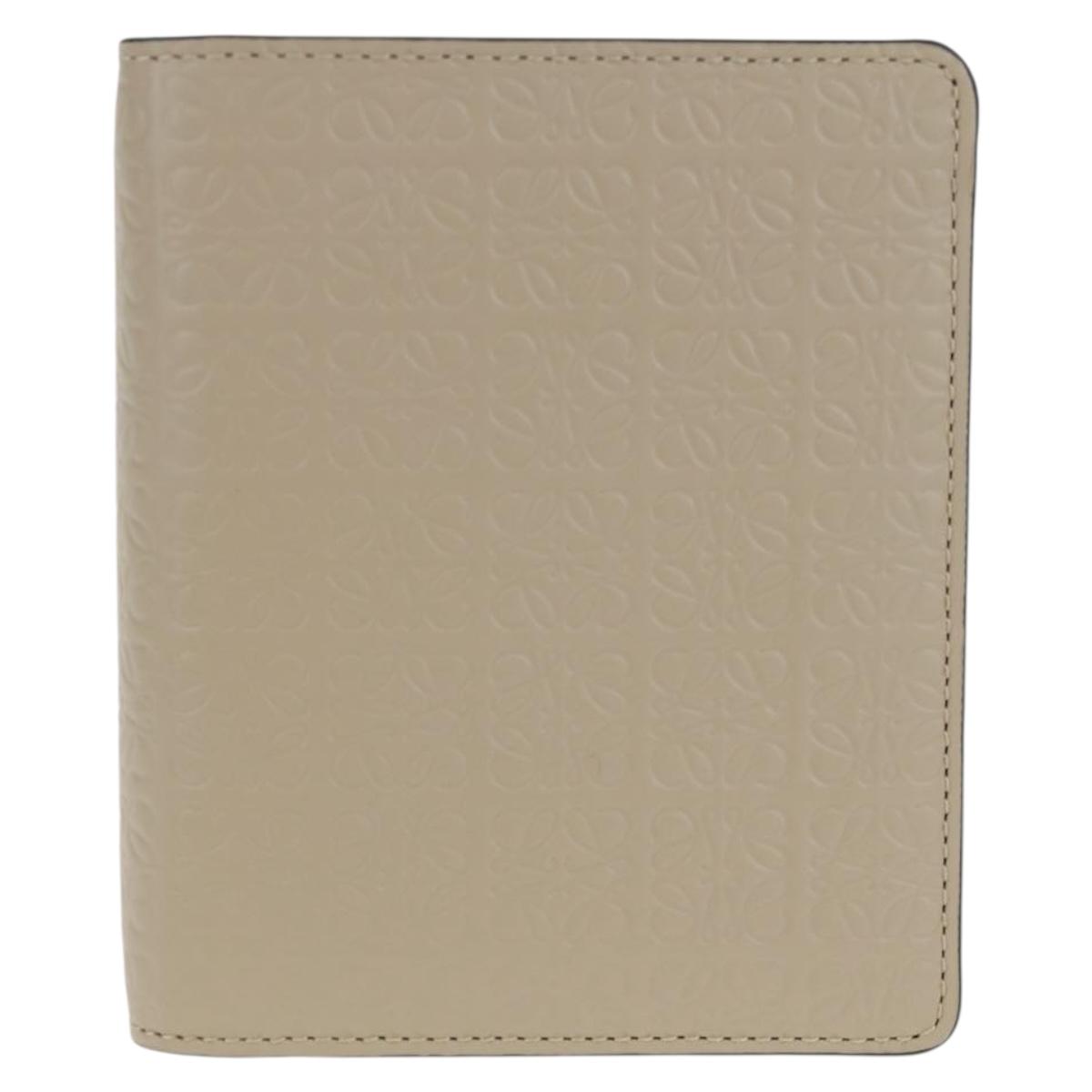 LOEWE Anagram Wallet Leather Ivory Gold Auth 154264SAM