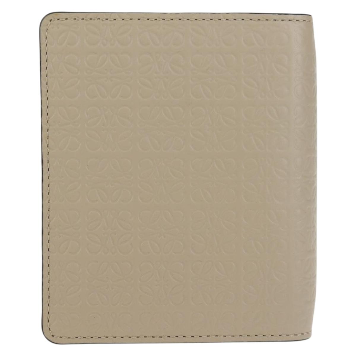LOEWE Anagram Wallet Leather Ivory Gold Auth 154264SAM