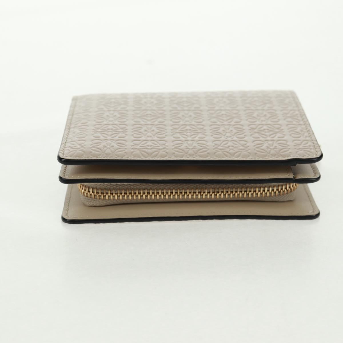 LOEWE Anagram Wallet Leather Ivory Gold Auth 154264SAM