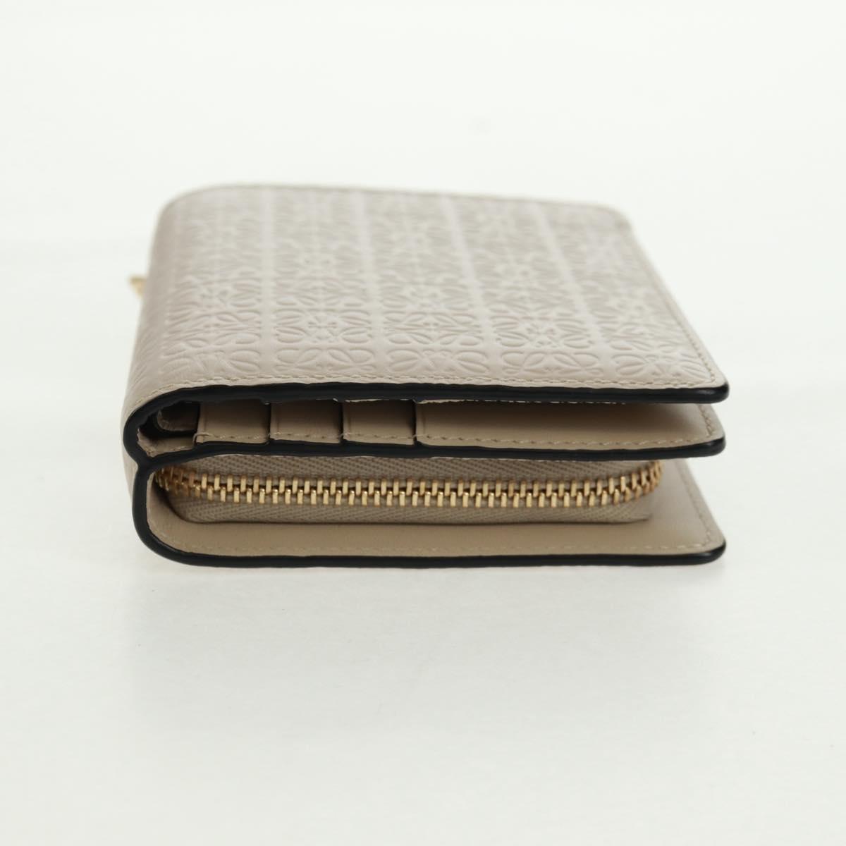 LOEWE Anagram Wallet Leather Ivory Gold Auth 154264SAM