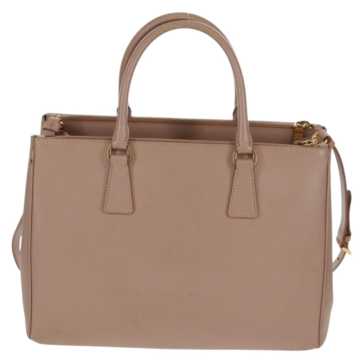 PRADA Hand Bag Safiano leather 2way Pink Gold Auth 154265V