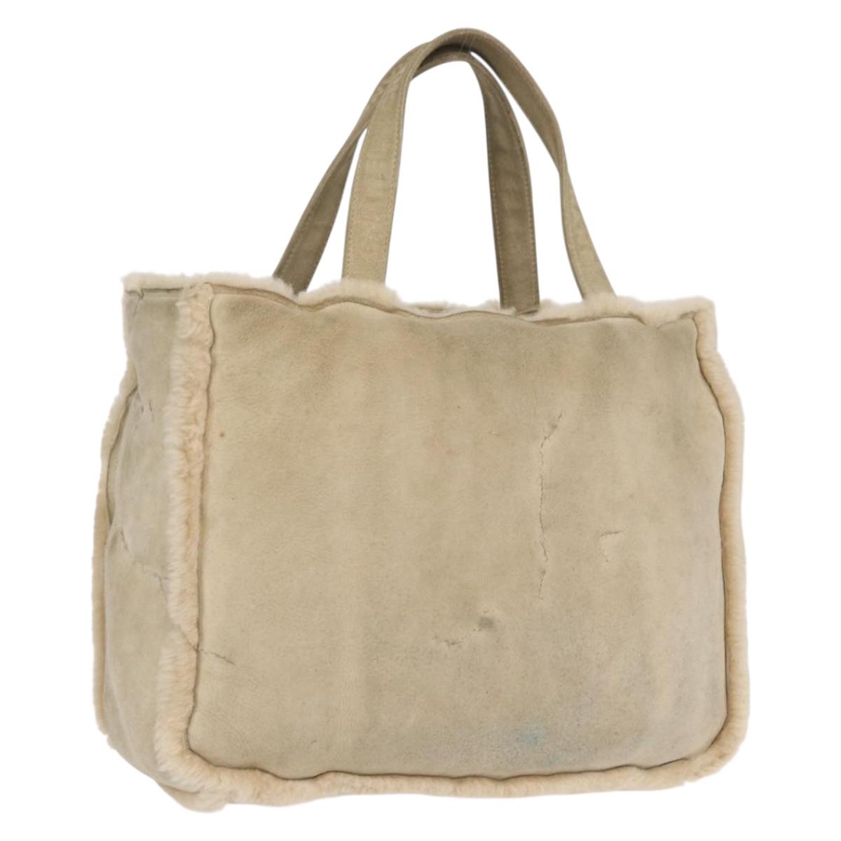 CHANEL Tote Bag Mouton Beige CC Auth 154266