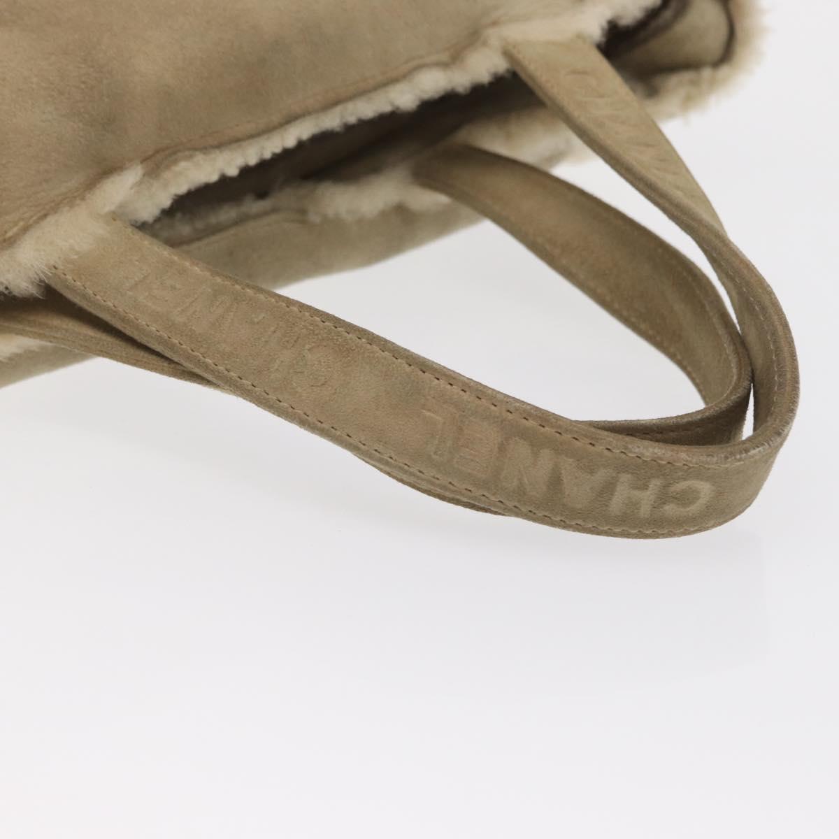 CHANEL Tote Bag Mouton Beige CC Auth 154266