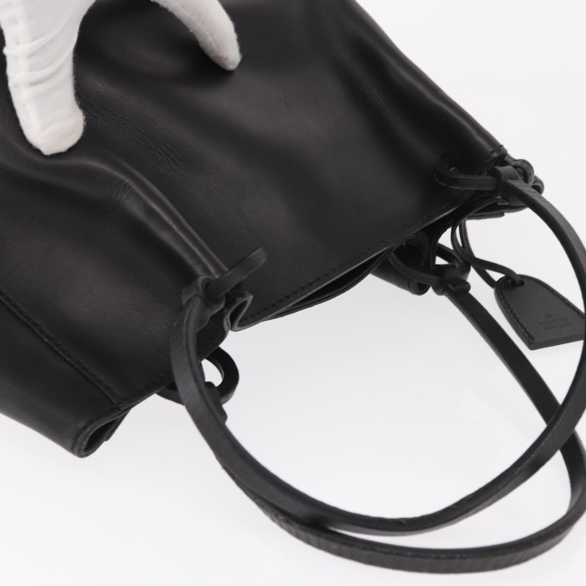 GUCCI Tote Bag Leather Black Silver 101919 Auth 154269