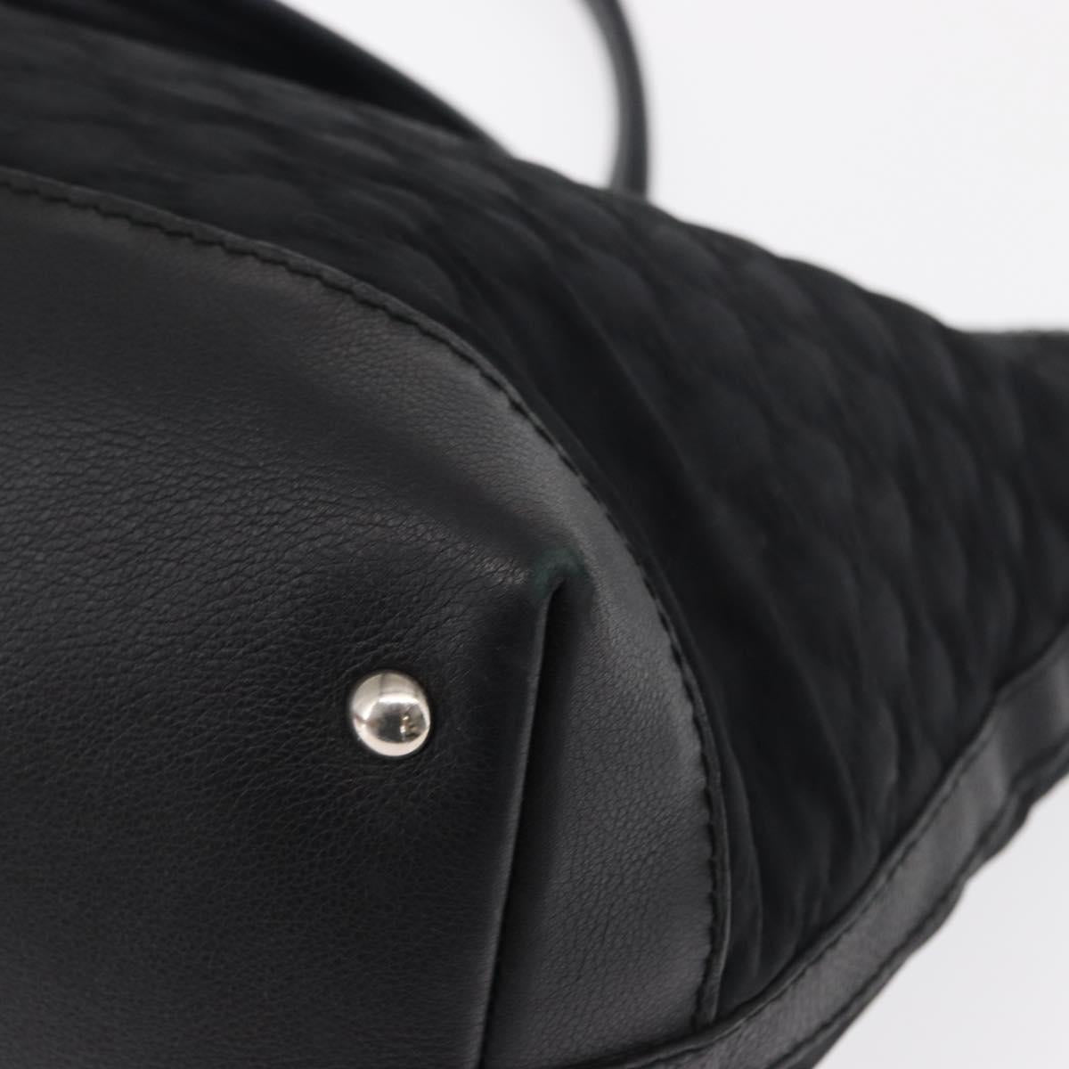 GUCCI Tote Bag Nylon Black Silver 241102 Auth 154270