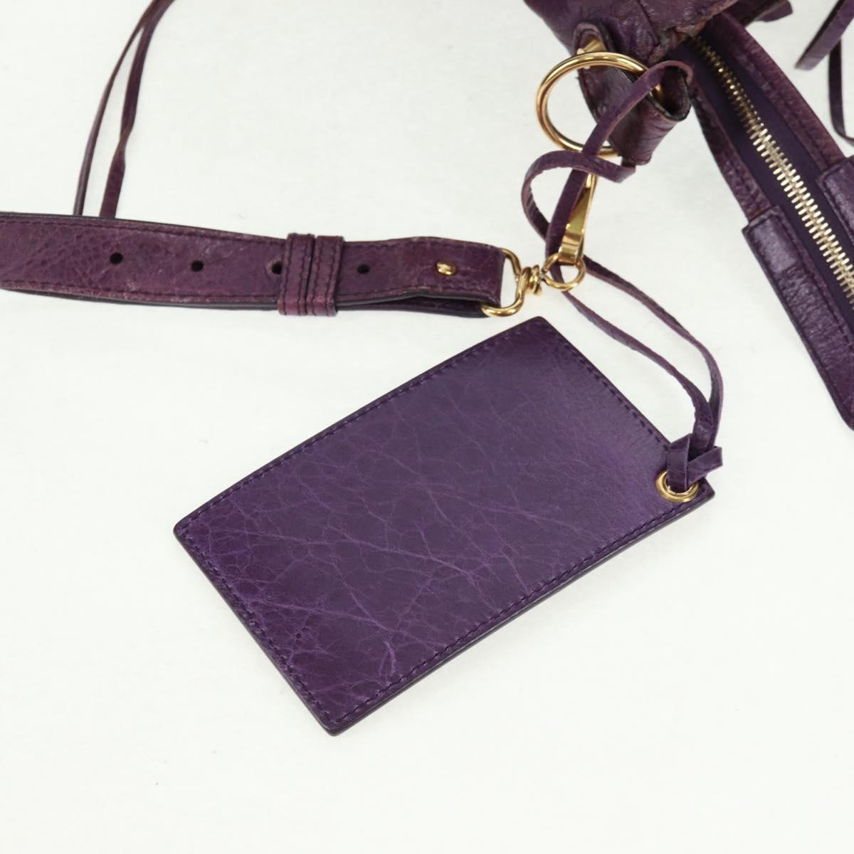 BALENCIAGA Classic Vero Hand Bag Leather 2way Purple Gold 235216 Auth 154271V