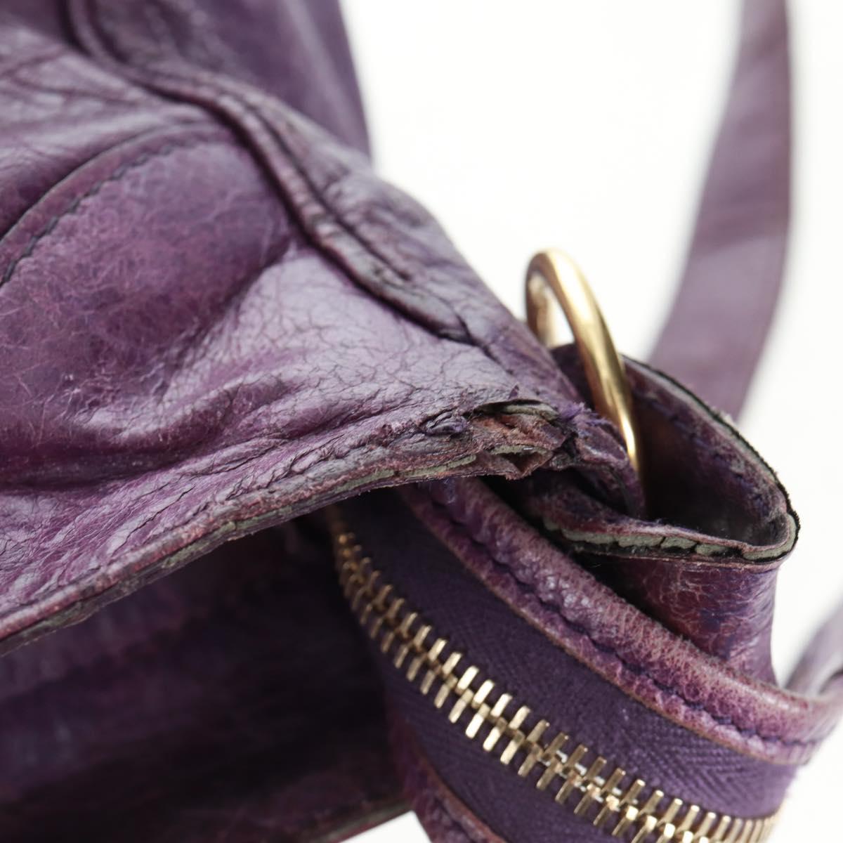BALENCIAGA Classic Vero Hand Bag Leather 2way Purple Gold 235216 Auth 154271V