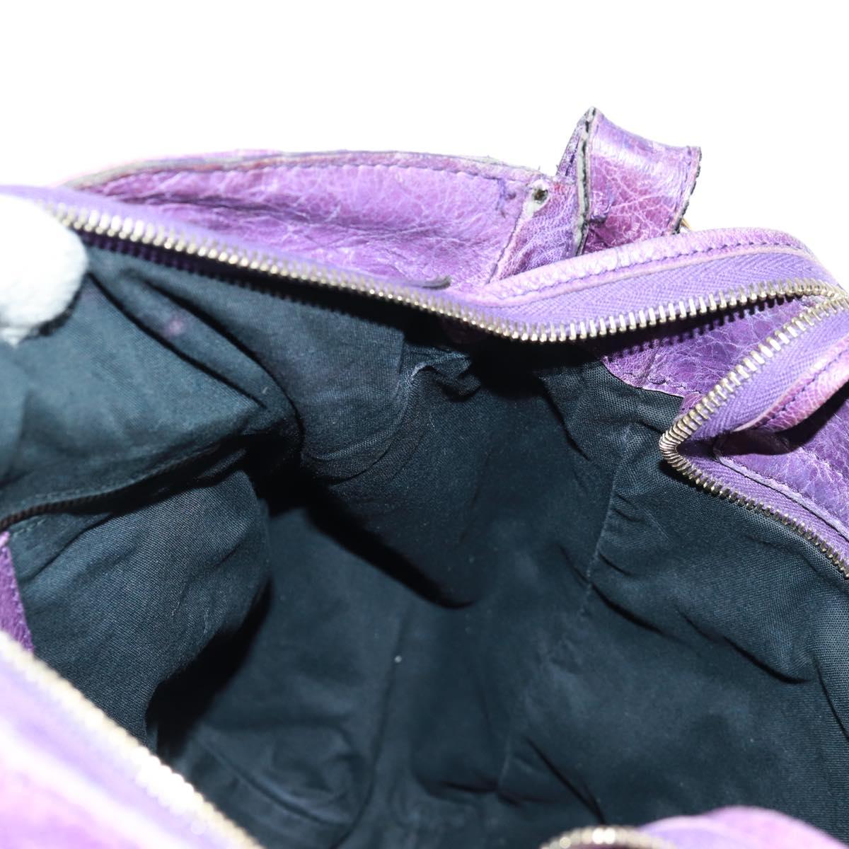 BALENCIAGA Classic Vero Hand Bag Leather 2way Purple Gold 235216 Auth 154271V