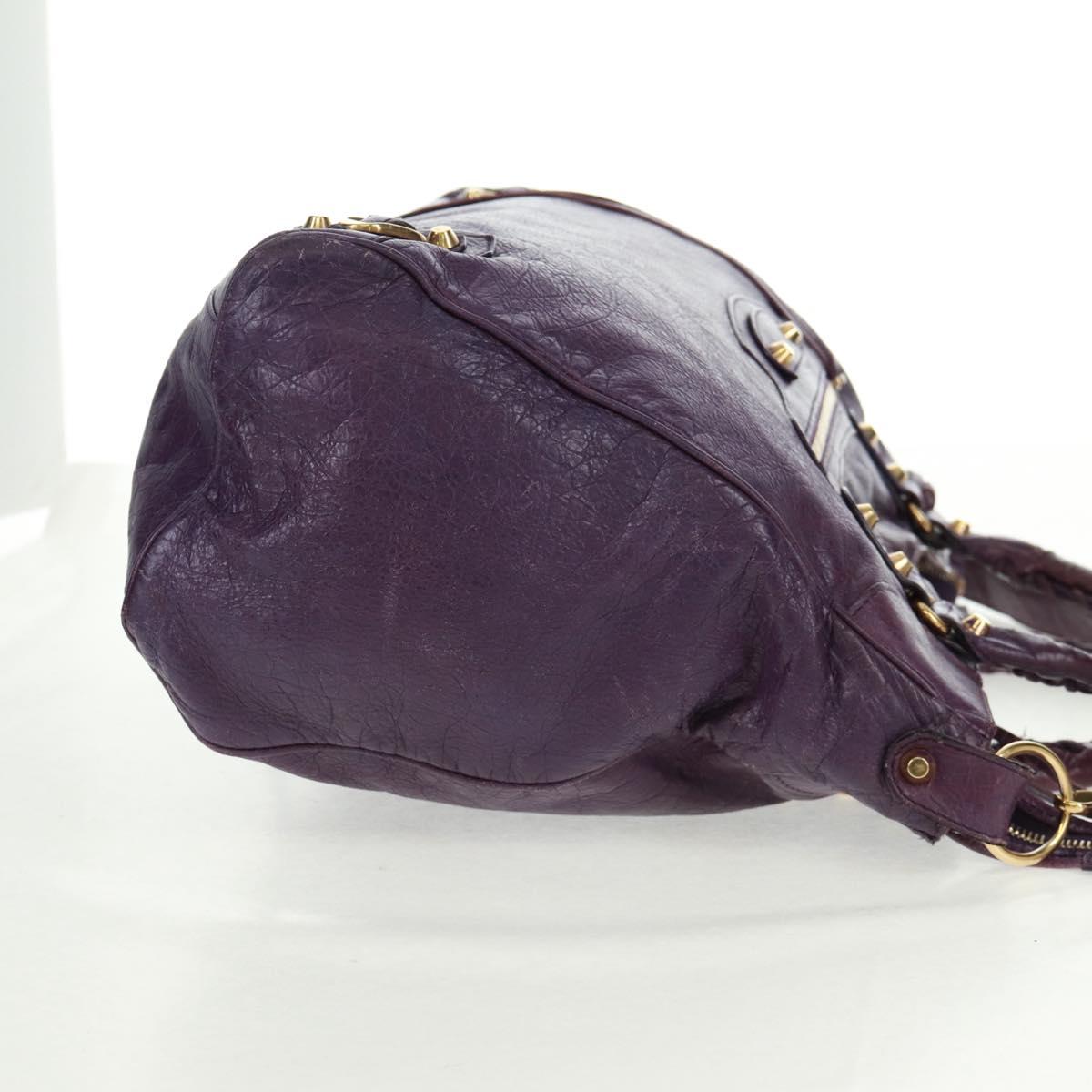 BALENCIAGA Classic Vero Hand Bag Leather 2way Purple Gold 235216 Auth 154271V