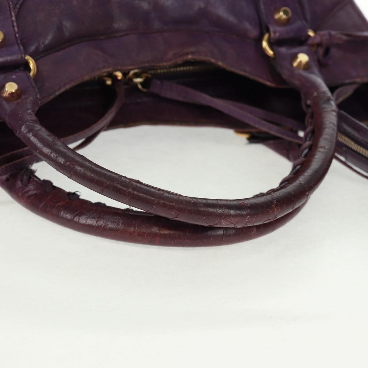 BALENCIAGA Classic Vero Hand Bag Leather 2way Purple Gold 235216 Auth 154271V