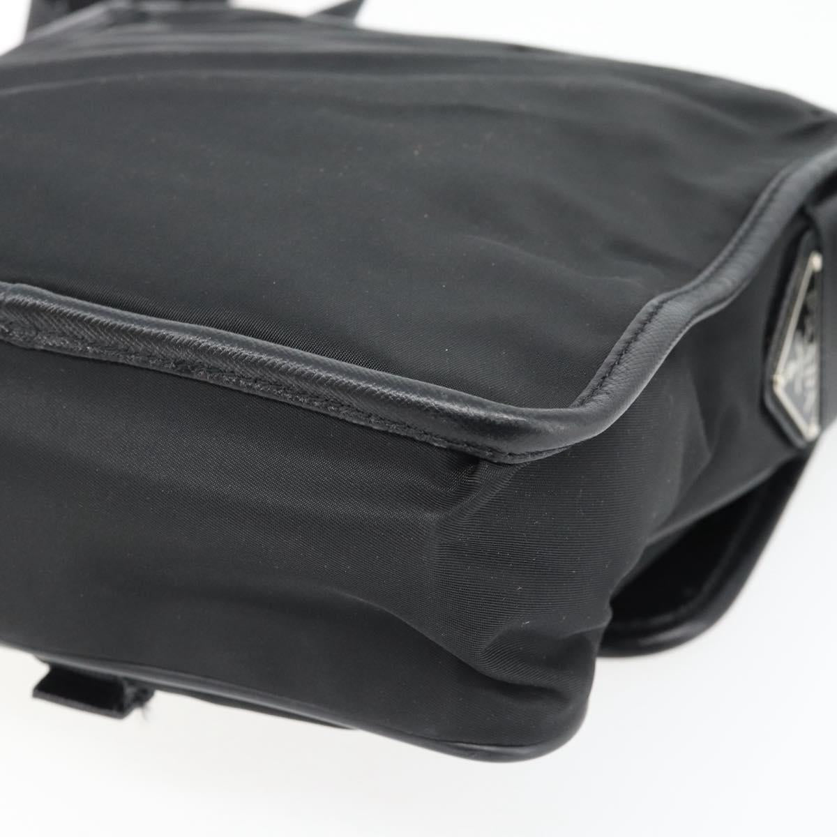 PRADA Shoulder Bag Nylon Black Silver Auth 154272