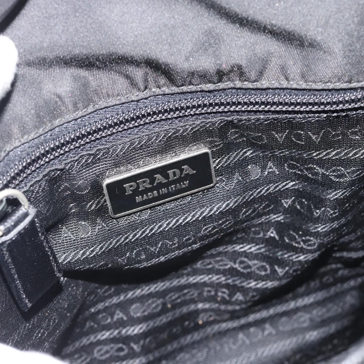 PRADA Shoulder Bag Nylon Black Silver Auth 154272