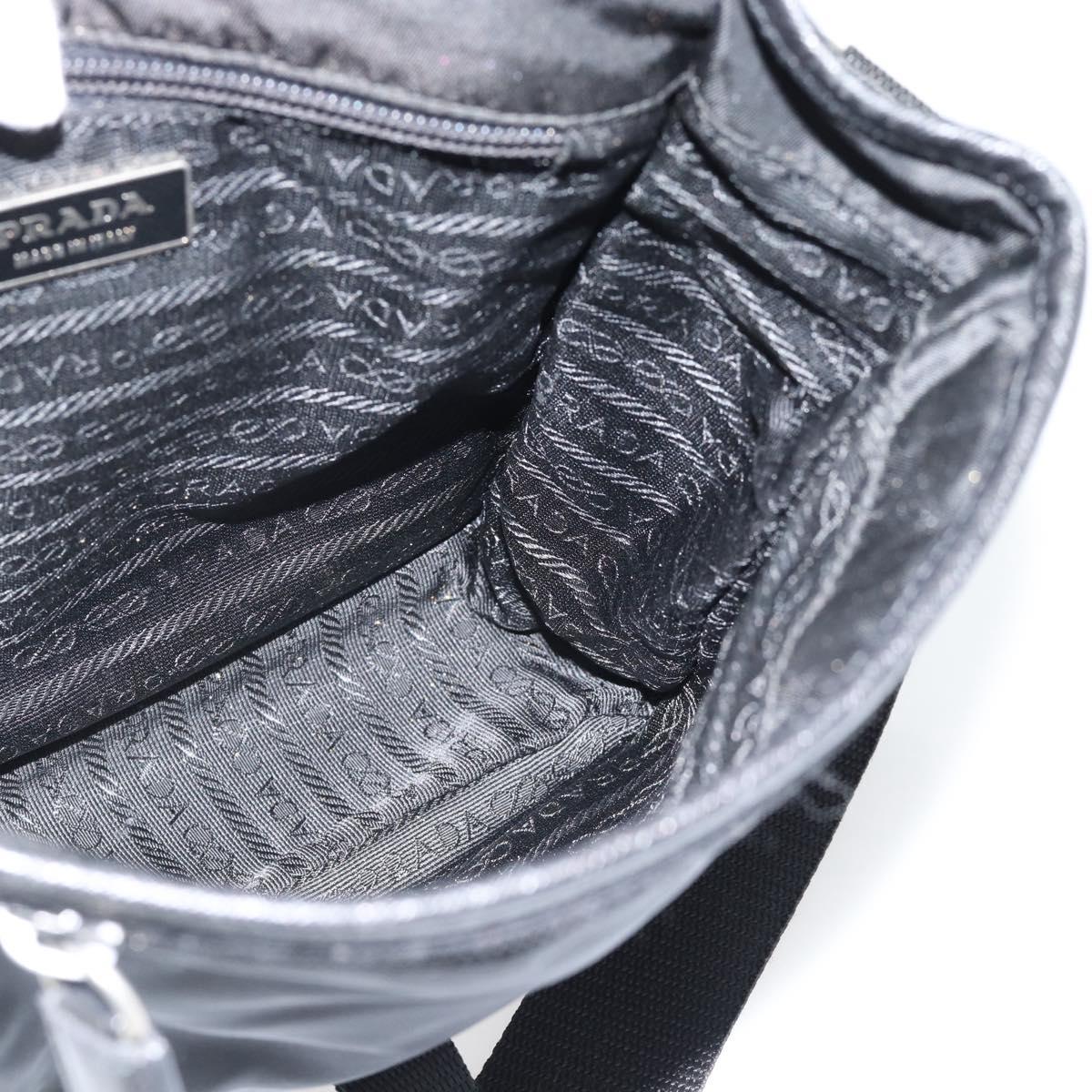 PRADA Shoulder Bag Nylon Black Silver Auth 154272