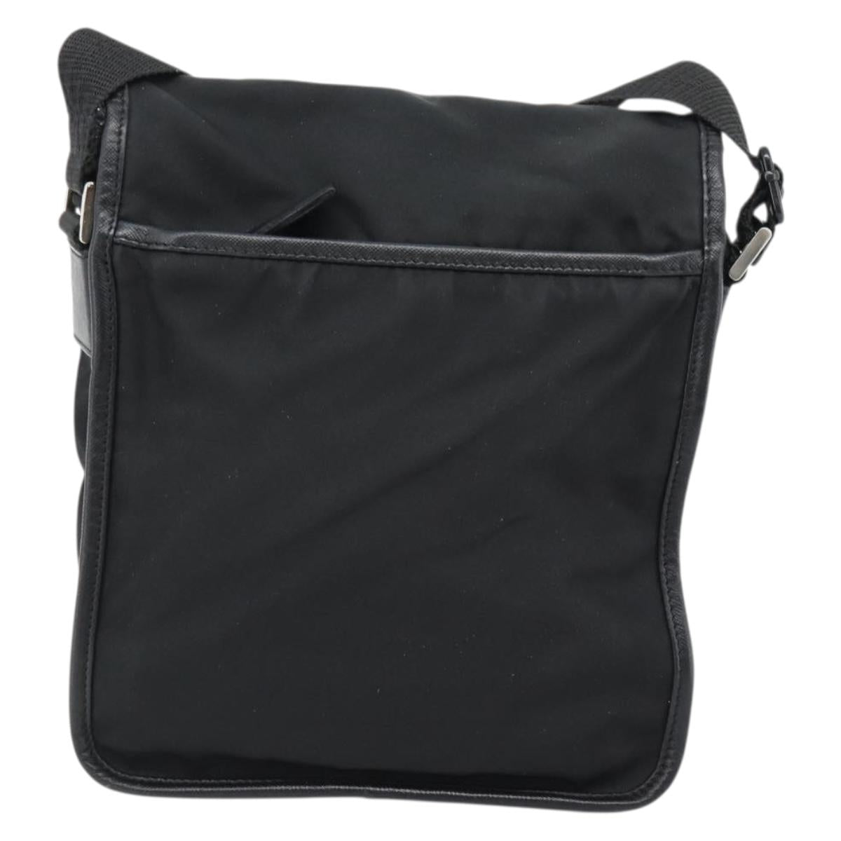 PRADA Shoulder Bag Nylon Black Silver Auth 154272