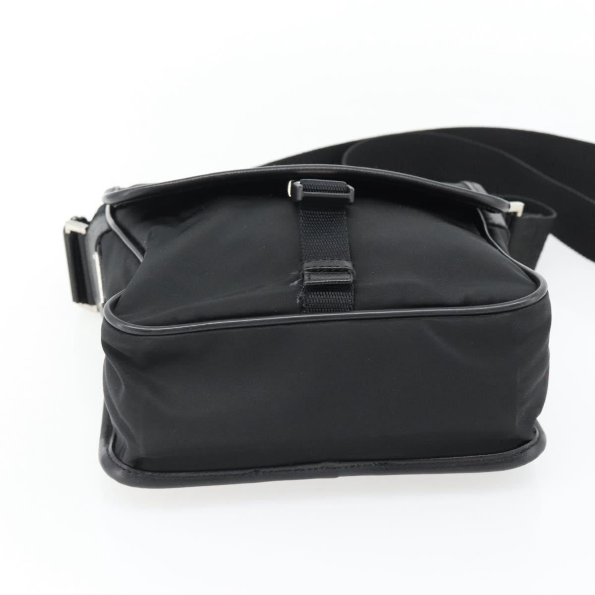 PRADA Shoulder Bag Nylon Black Silver Auth 154272