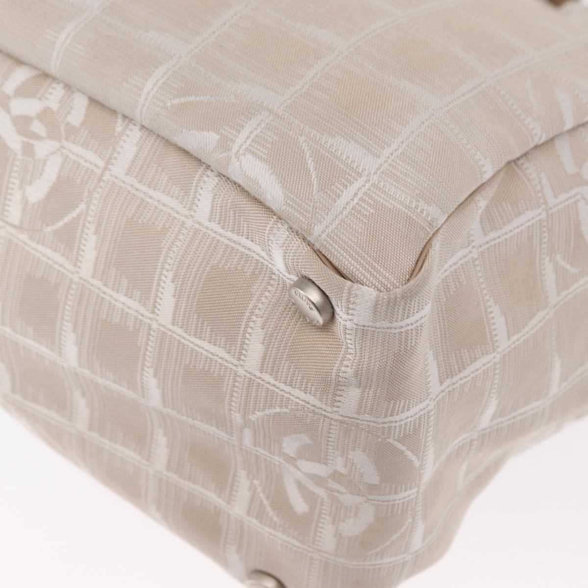 CHANEL New Travel Line Hand Bag Beige Silver CC Auth 154273