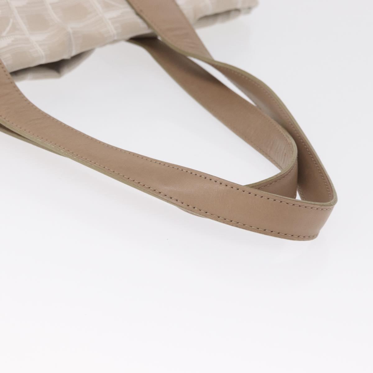CHANEL New Travel Line Hand Bag Beige Silver CC Auth 154273