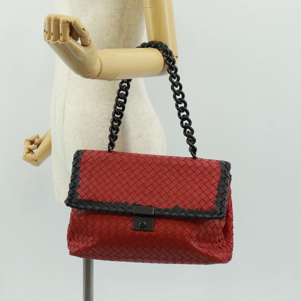 BOTTEGA VENETA INTRECCIATO Shoulder Bag Leather Red Auth 154274V